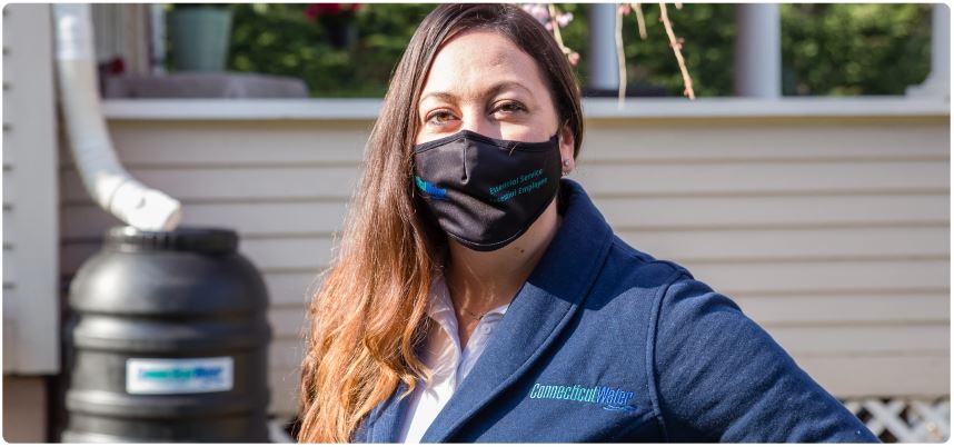 CT water employee with a mask on